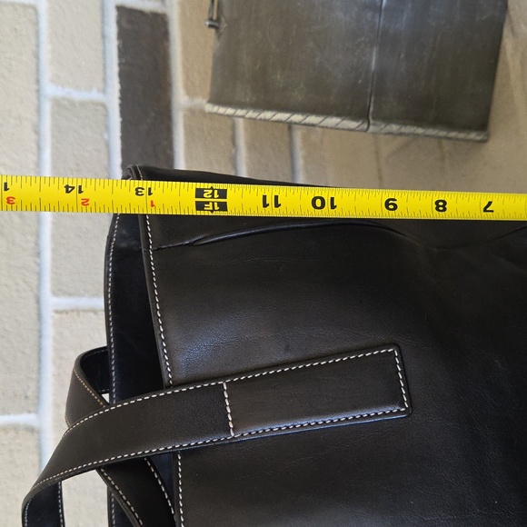 Coach Bleeker Black Leather Contrast Stitch Tote Bag - Picture 11 of 17